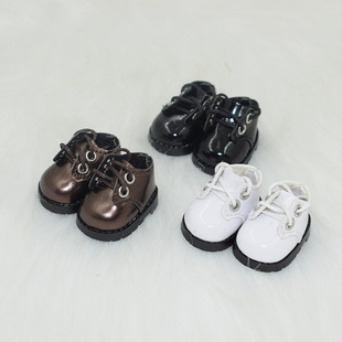 娃用鞋子10cm十厘米棉花娃娃玩偶皮鞋17cm拉布布公仔用亮面黑皮鞋