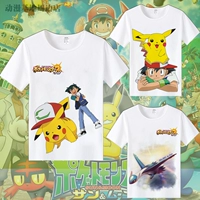 Pokemon xung quanh quần áo Kho báu của Elf Xiaozhi Pikachu có thể mơ cả tháng và tháng anime áo phông ngắn tay nam và nữ - Carton / Hoạt hình liên quan các hình sticker cute