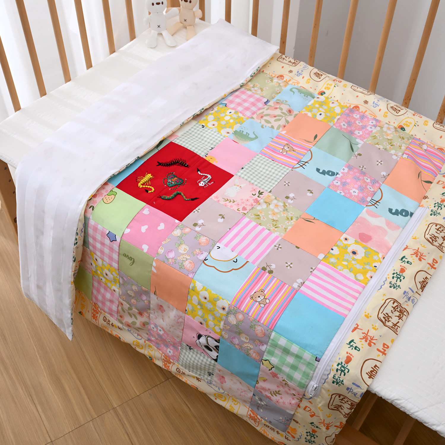 五毒被新生儿百家被成品婴儿纯手工春秋被子可水洗纯棉花宝宝百福