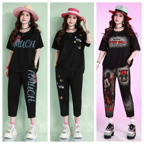 石头鱼大码女夏装宽松休闲套装