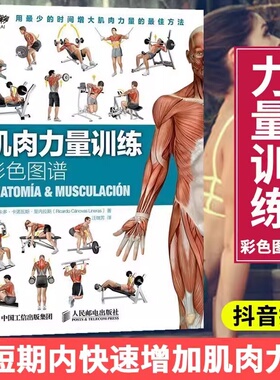 肌肉力量训练彩色图谱健身教程教练人体肌肉解剖健身教练体能训搭肌肉健美训练图解指南ry