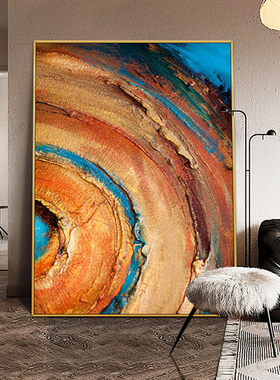 纯手绘油画加厚肌理玄关画简约现代抽象客厅落地画轻奢橙色艺术画