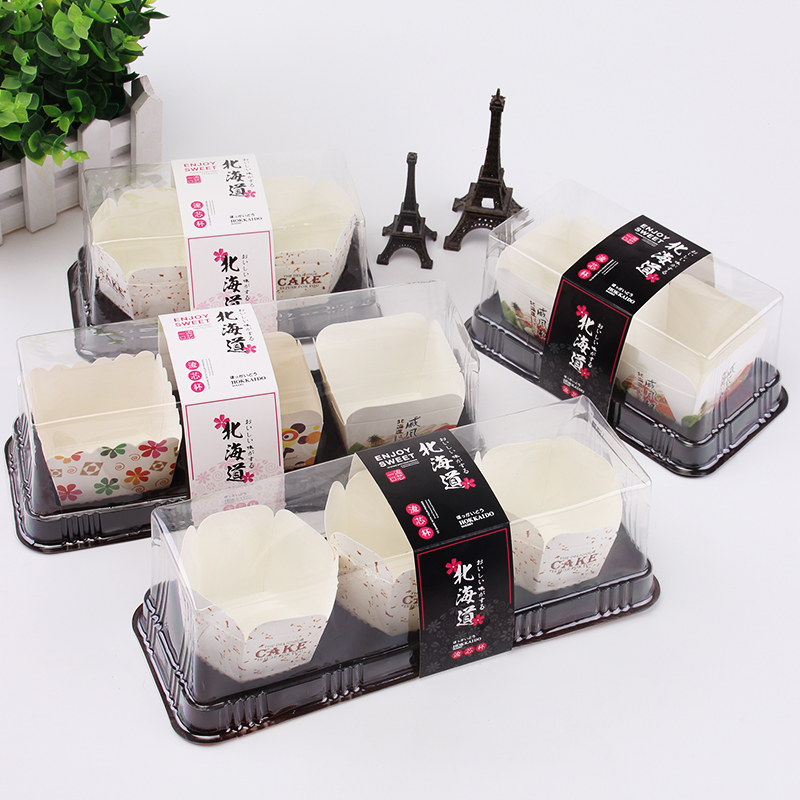 2/3粒装北海道蛋糕盒玛芬纸杯戚风吸塑透明包装西点盒吸塑盒子