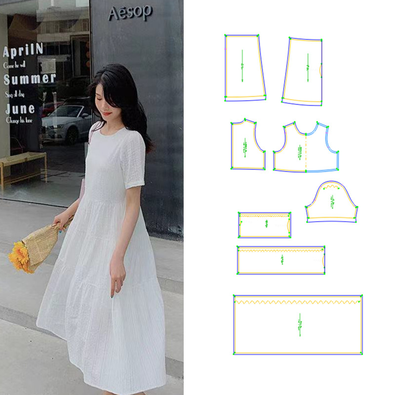 纸样裁剪图纸582白纸小清新宽松夏季圆领连衣裙新款女装裙样板,个性定制/设计服务/DIY,工作服/校服/商务服定制/加工,淘宝优惠券,粉丝福利购,淘宝优惠卷