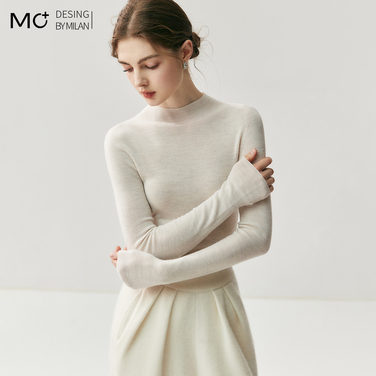 扬子纱精纺无缝半高领100%羊毛衫女秋冬修身显瘦针织打底衫毛衣