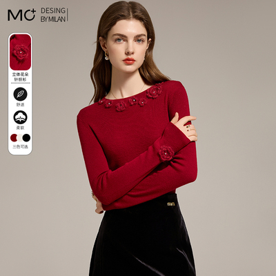 针织打底衫沫加套头半高领