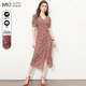 高端垂坠感雪纺连衣裙 V领碎花收腰过膝开叉气质法式 2026夏季 新款