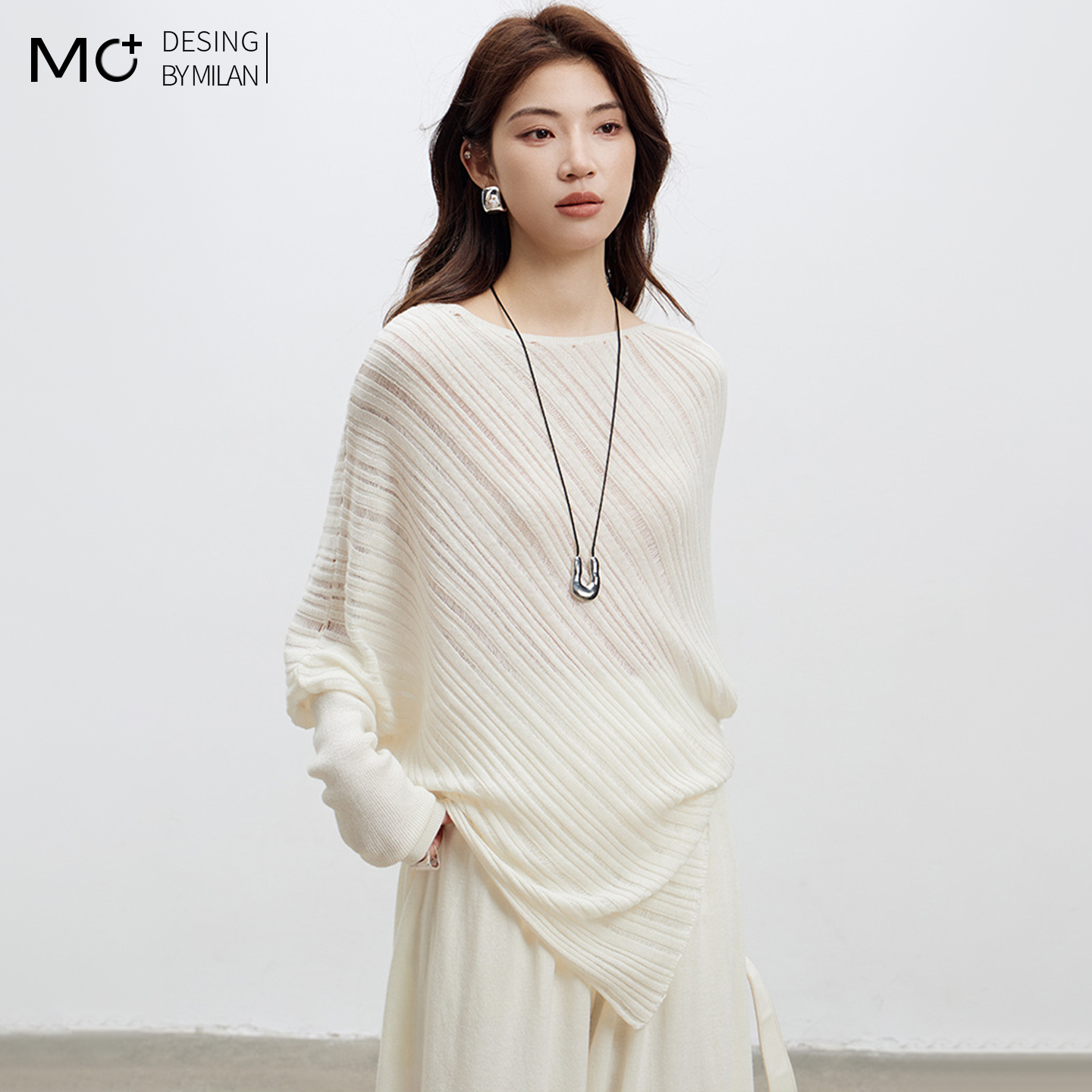 设计感小众一字领羊毛针织衫上衣