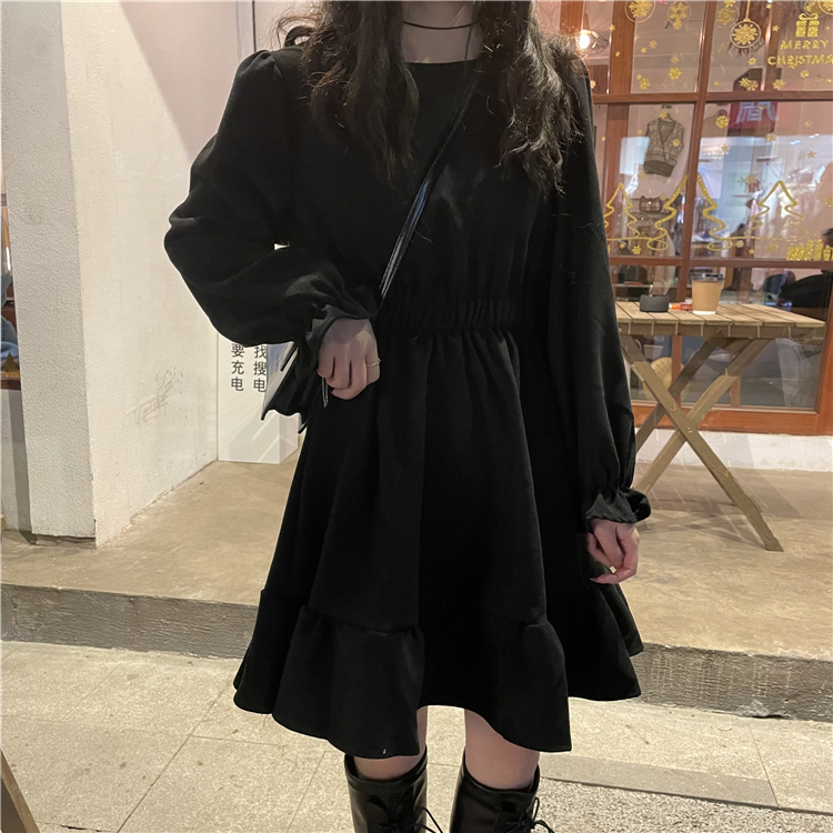 Real price dress long sleeve spring a-word fairy super fairy Hepburn design