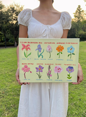 春暖花开奶油风客厅装饰画轻法式多巴胺彩色花卉艺术卧室床头挂画