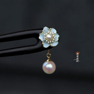 原创【清雅】新中式U型发簪发钗黑檀木珍珠流苏古风旗袍汉服盘发