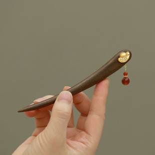 海棠依旧【元宝】高级黄碟贝簪子国风新年盘发简约通勤大叶檀木女