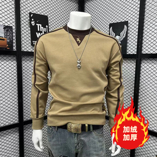 欧洲站秋冬新款刺绣潮流战马卫衣男高货长袖体恤打底圆领上衣抖音