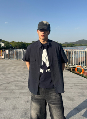 Free Verse2025口袋通勤日系简约夏日短袖衬衫外套