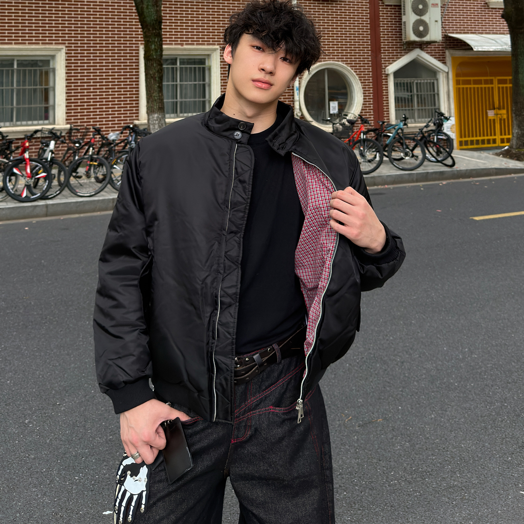 Free Verse拼色羽绒服夹克通勤百搭立领保暖简约2025新冬款