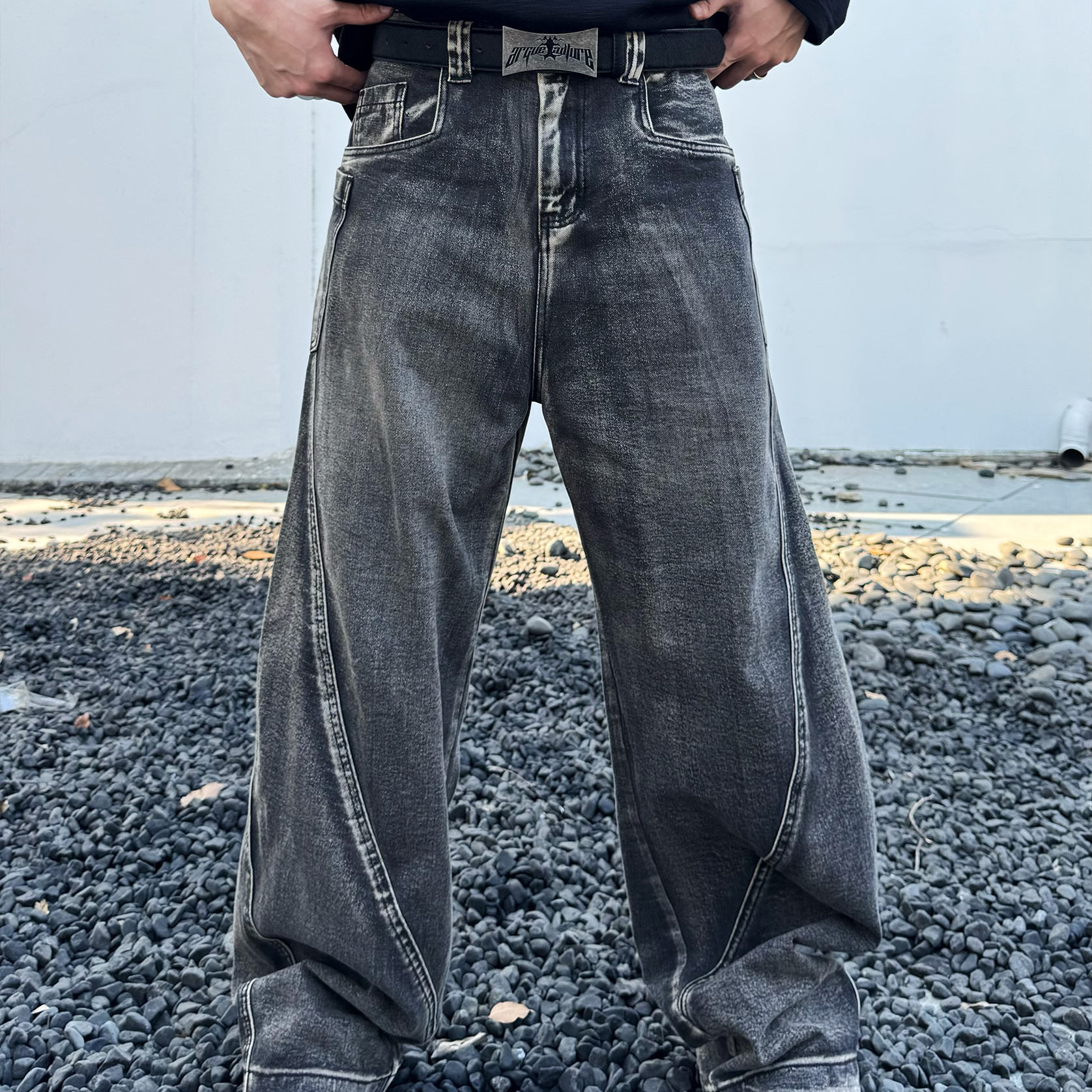 Free Verse复古美式牛仔长裤做旧多口袋设计秋2025新款