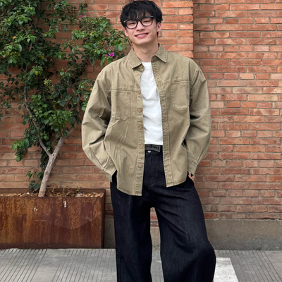 Free verse衬衫美式复古外套秋季新款百搭休闲扣子2025秋