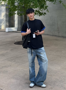 Free Verse双色短袖美式高街男款夏季休闲短袖T恤