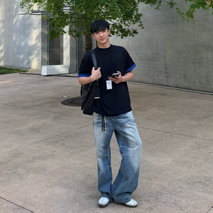 Free Verse双色短袖美式高街男款夏季休闲短袖T恤