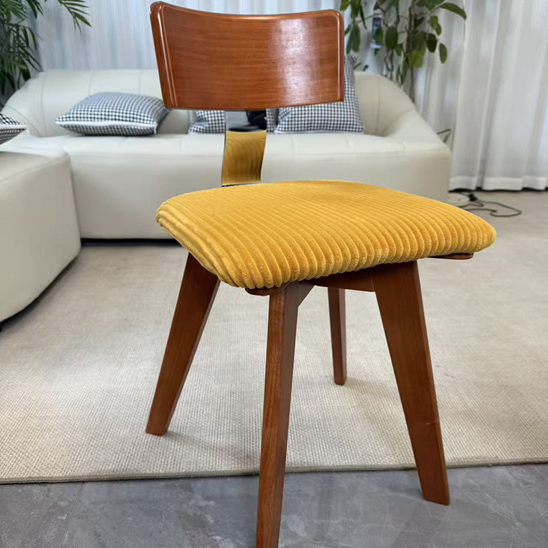 复古古风豪斯餐椅子法式实木设计小梳妆化妆桌登卧室靠背咖啡吧台