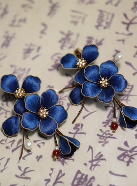 非遗绒花发夹蚕丝绒花仿点发簪盘发汉服配饰发钗头饰发饰古风131