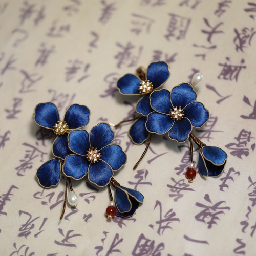 非遗绒花发夹蚕丝绒花仿点发簪盘发汉服配饰发钗头饰发饰古风131