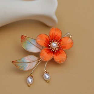 非遗丝绒绒花汉服发夹蚕丝绒花仿点发簪盘发汉服配饰发钗头饰177