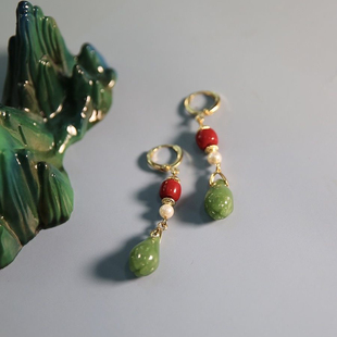 绿肥红瘦 原创民族风玉兰花耳饰全新女款中国风耳夹汉服