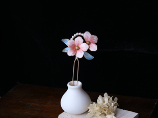 绒花汉服头饰古风发簪女步摇流苏花朵珍珠盘发簪子旗袍配10