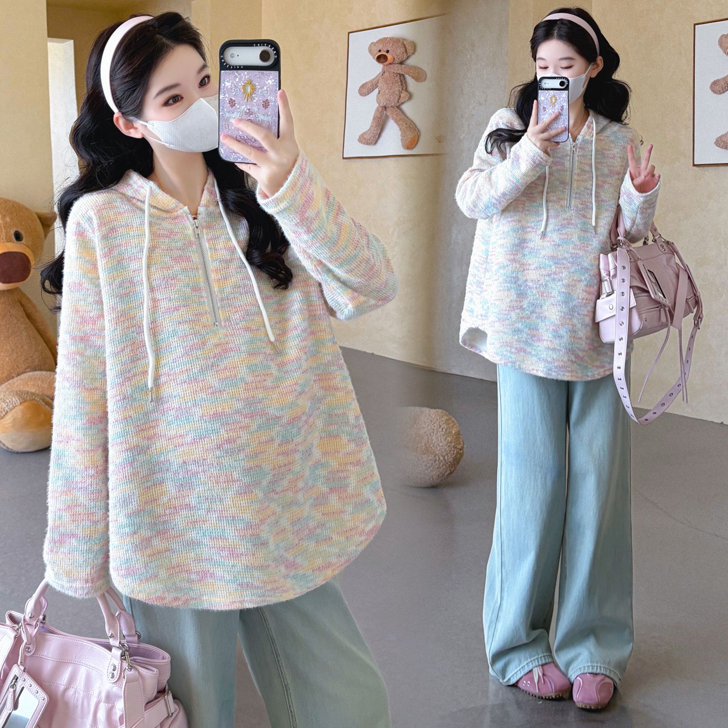 秋季新款孕妇装连帽卫衣休闲上衣
