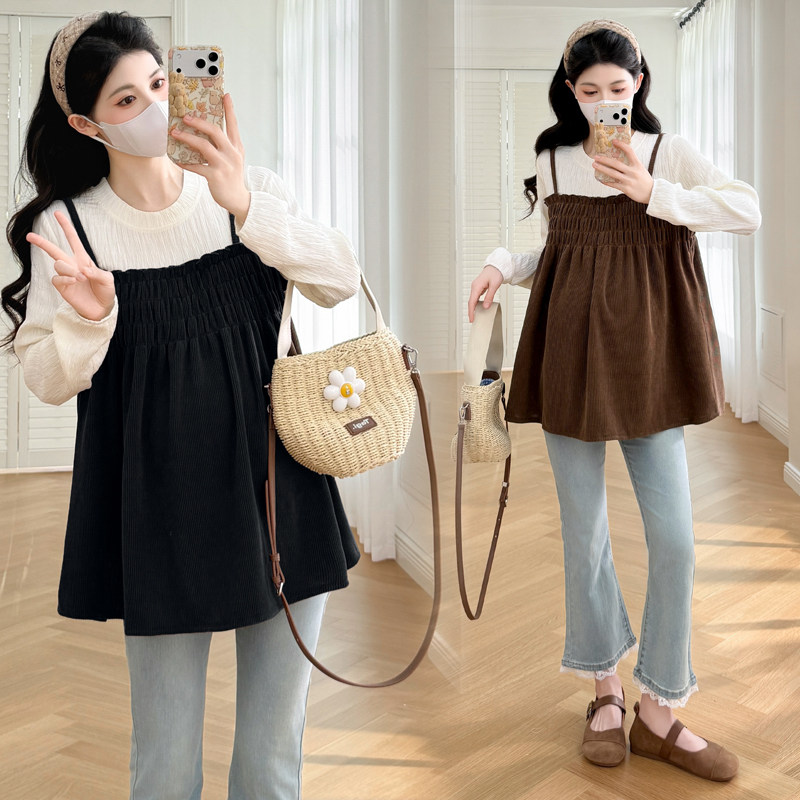 2026春季新款孕妇装日系上衣+牛仔微喇叭裤孕期大码百搭两件套女