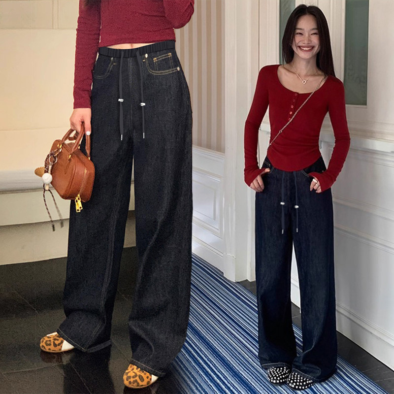 春秋孕妇装高腰牛仔裤孕期阔腿裤