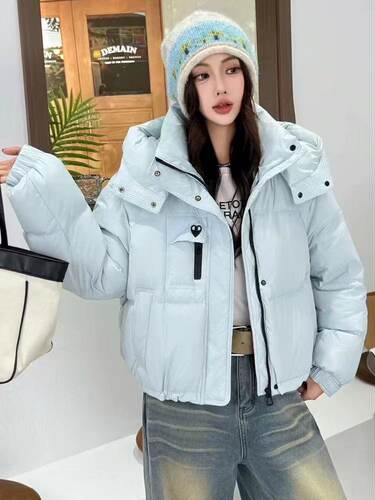T69195-2025新款小剪羽绒服女短款加厚保暖面包服外套
