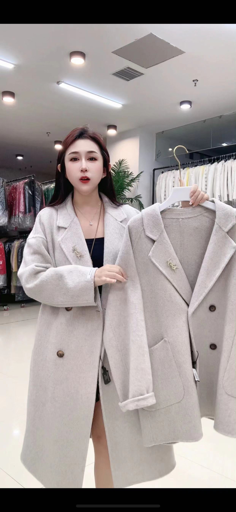 JY892小杨短款女中长款小个子秋冬季高级感超好看韩系毛呢外套