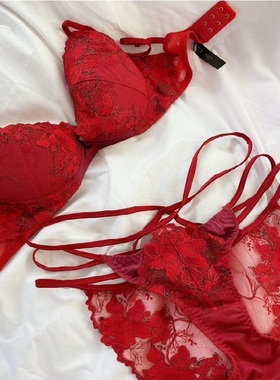 ravijour刺绣蕾丝性感聚拢文胸内衣套装贵妇透视奢华风