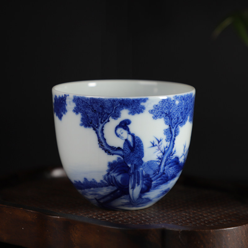 询价 博御堂青花执扇仕女图主人杯品茗杯