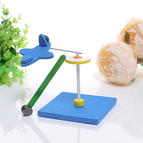 diy磁力旋转飞机学生科技小制作