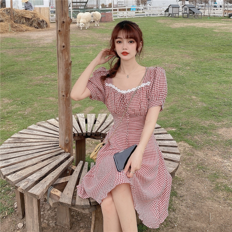 Real price, salt, sweet, deep street, long skirt, French style, retro Hepburn, waist, thin dress, female summer.