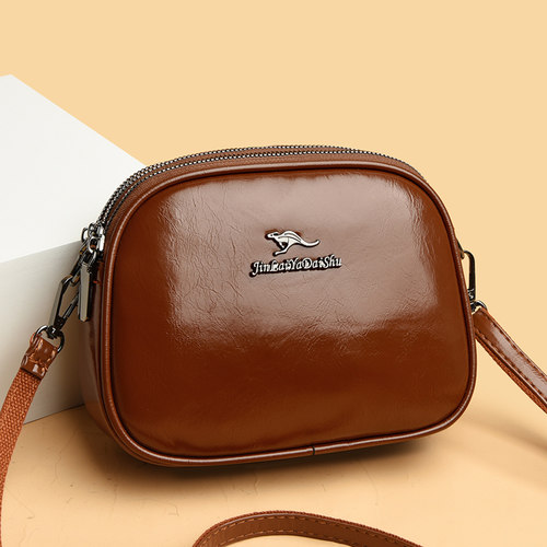 真皮单肩小包女软牛皮斜跨小圆包