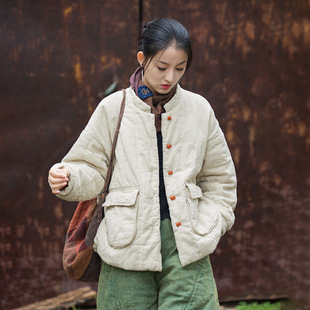 冬季晨练加厚棉麻太极服女年轻款气功练功服女八段锦日常可穿棉衣