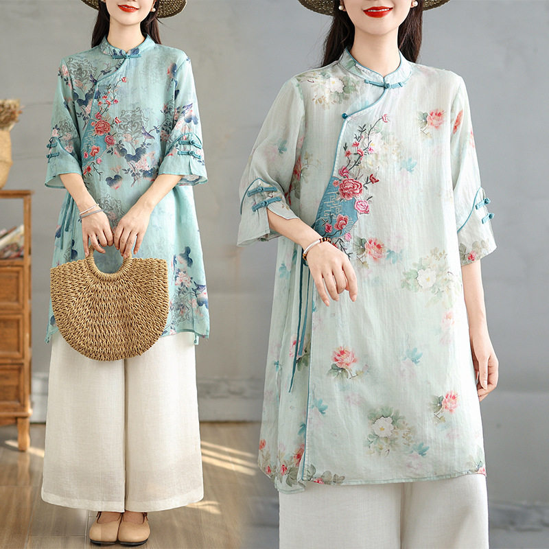 夏季太极衣服女棉麻太极拳太极服禅修修行打坐服瑜珈服茶服居士服