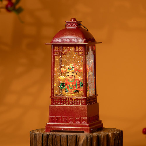 新年财神飘雪花家居装饰品摆件音乐盒八音盒喜庆礼物创意招财风灯