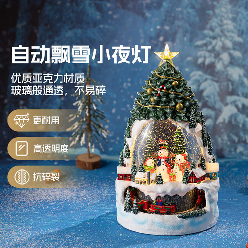 圣诞树雪人飘雪水晶球音乐盒夜灯