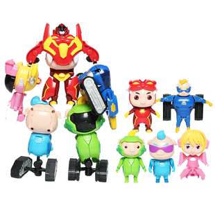 猪猪侠之超星战舰队萌宠 变形机器人铁拳虎火焰鹤五合体套装玩具