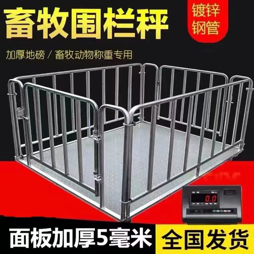 上海耀华地磅秤1-3吨地磅工厂物流电子秤5吨小型地磅带围栏称猪牛