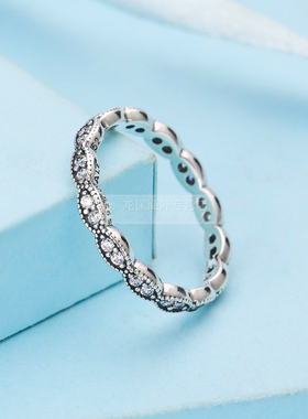 pandora潘多拉925银纯正闪耀枝叶戒指透明190923CZ