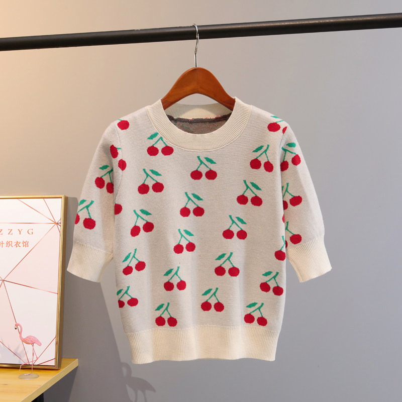 Preppy Cherry Knit Top for Sweet Women's Outfits - Product image 2