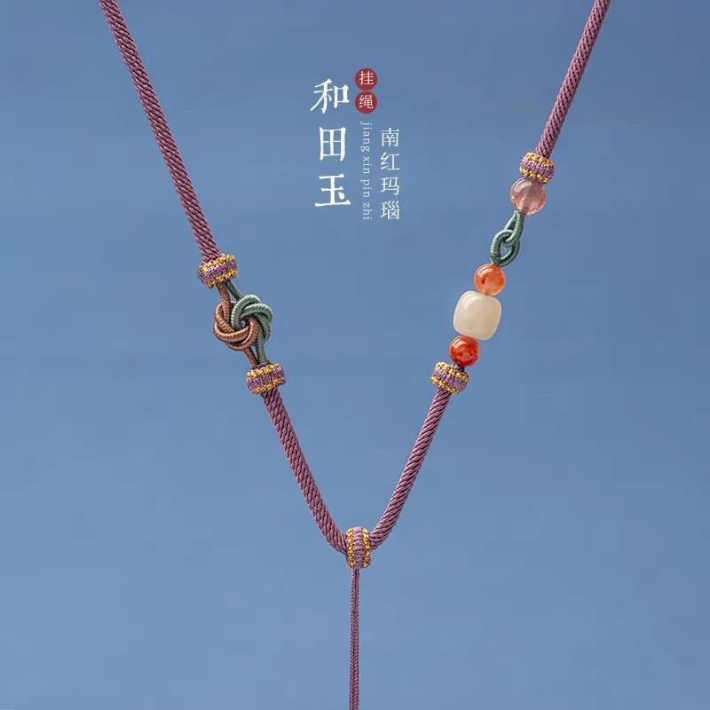 DIY手工挂绳编绳吊坠翡翠玉石佛牌和田玉坠玉石吊坠黄金女款高档