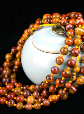 天然战国红精品同料塔串佛珠项链