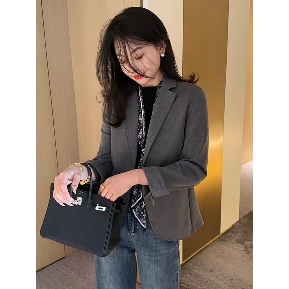 法国cherry kitty高定轻奢休闲一粒扣西装外套女新款简约气质弹力
